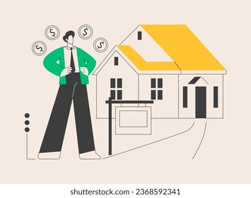 Real estate agent abstract concept vector illustration. Real estate market, agent demonstrating house, buying new appartment with a realtor, commercial property investment abstract metaphor.