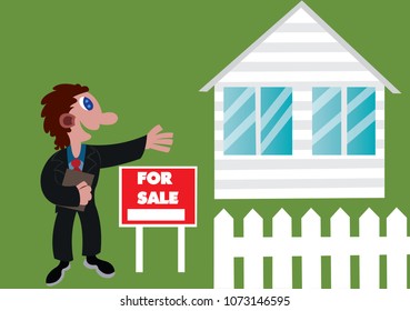 a real estate agent advertising a foreclosed home,