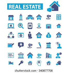 real estate, agent, agency, buildings  icons, signs vector concept set for infographics, mobile, website, application
