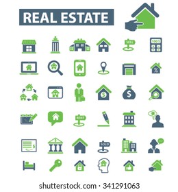 real estate, agent, agency, buildings  icons, signs vector concept set for infographics, mobile, website, application
