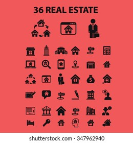 real estate, agent, agency, buildings  icons, signs vector concept set for infographics, mobile, website, application