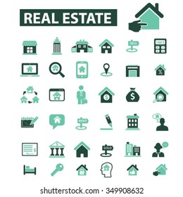 real estate, agent, agency, buildings  icons, signs vector concept set for infographics, mobile, website, application
