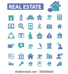 real estate, agent, agency, buildings  icons, signs vector concept set for infographics, mobile, website, application
