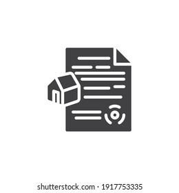 Real Estate Agent Agreement vector icon. filled flat sign for mobile concept and web design. Real estate contract document glyph icon. Symbol, logo illustration. Vector graphics