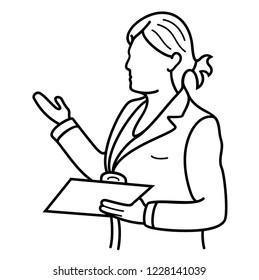 Real estate agent (broker). Vector flat outline icon illustration isolated on white background.