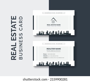 real estate agent business card design template. Modern abstract company corporate clean creative elegant Real estate agency realtor home rental business card design visiting card template 