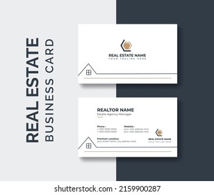 Real Estate Agent Business Card Design Template. Modern Abstract Company Corporate Clean Creative Elegant Real Estate Agency Realtor Home Rental Business Card Design Visiting Card Template 