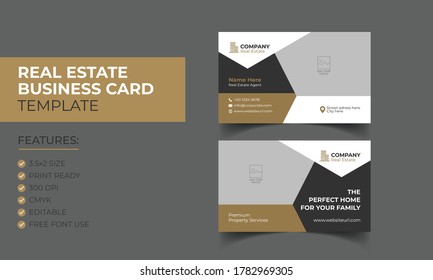 Real Estate Agent And Construction Business Card Template. Creative Real Estate Business Card. Visiting Card Name Card Template.