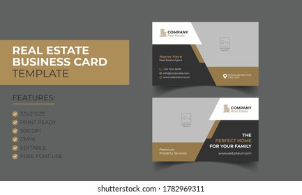 Real Estate Agent And Construction Business Card Template. Creative Real Estate Business Card. Visiting Card Name Card Template.