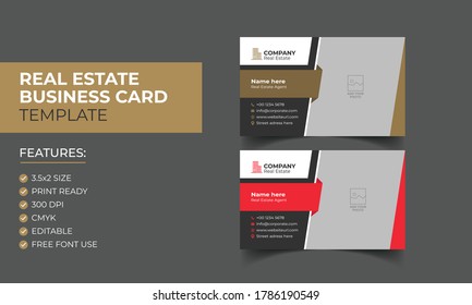 Real Estate Agent and Construction Business Card Template. Creative Real Estate Business card. Visiting Card Name Card Template.