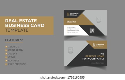 Real Estate Agent And Construction Business Card Template. Creative Real Estate Business Card. Visiting Card Name Card Template.