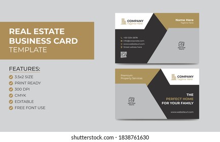 Real Estate Agent And Construction Business Card Template. Creative Real Estate Business Card. Visiting Card Name Card Template.