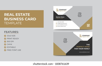 Real Estate Agent and Construction Business Card Template. Creative Real Estate Business card. Visiting Card Name Card Template.