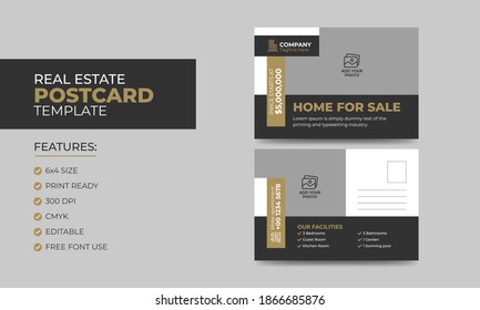 Real Estate Agent and Construction Business Postcard Template. Creative Real estate Postcard Template.