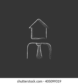 Real estate agent. Drawn in chalk icon.