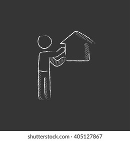 Real estate agent. Drawn in chalk icon.