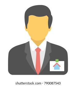 
Real Estate Agent Flat Colored Icon

