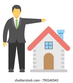 Real Estate Agent Flat Colored Icon
