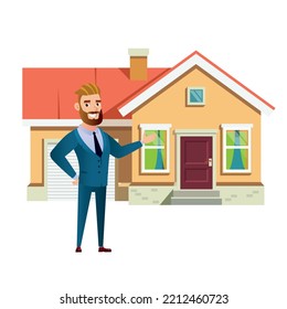 Real estate agent in front of the house
