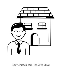 Real estate agent with a house, symbolizing professional property services