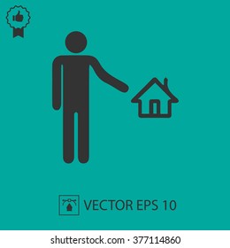 Real estate agent. House vector illustration.