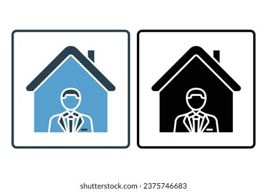 Real Estate Agent Icon. Icon related to Real estate. Suitable for web site design, app, user interfaces. Solid icon style. Simple vector design editable