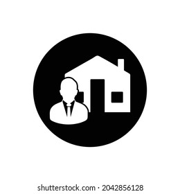 Icono del agente inmobiliario. Ilustración de símbolo EPS editable de vectores con estilo de botón redondeado. 