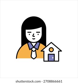 Stock de Vector del icono del agente inmobiliario con la ilustración aislada en el fondo blanco