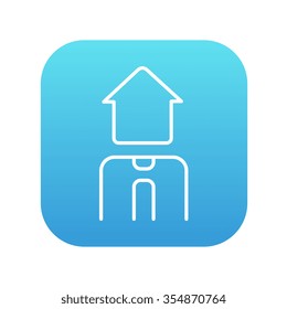 Icono de línea de agente inmobiliario para web, móviles e infografías. Icono de blanco vector en el cuadrado de gradiente azul con esquinas redondeadas aisladas en fondo blanco.