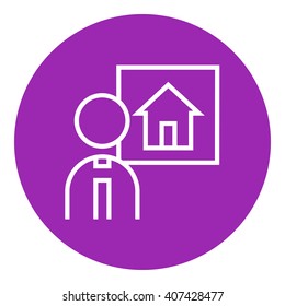 Icono de línea de agente inmobiliario.