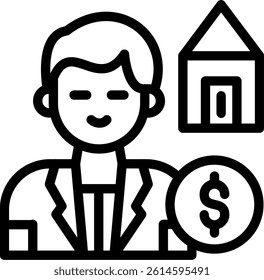 Real Estate Agent Line Vector Icon Design