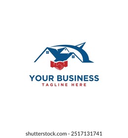 Real Estate agent logo design template with compass. Vector illustration