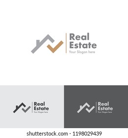 Real Estate Agent Logo House Check  Symbol On The White Background