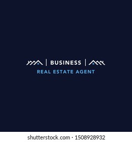 Real estate agent logo on dark blue background