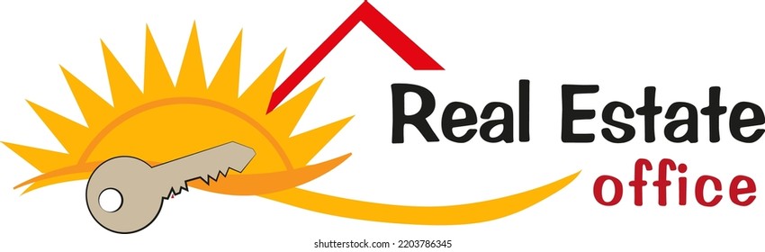 real estate agent logo with sun key and house image