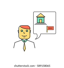 Real estate agent manager line icon illustration.