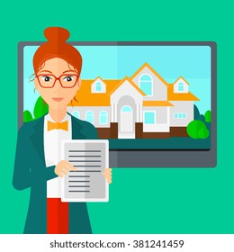 Real estate agent offering house.