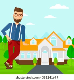 Real estate agent offering house.
