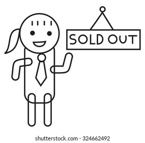 Real estate agent showing sold sign