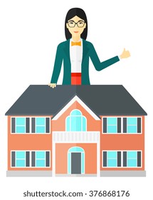 Real estate agent showing thumb up.