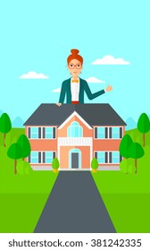 Real estate agent showing thumb up.