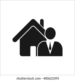 Real Estate Agent Sign Simple Icon On  Background