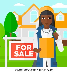 Real estate agent signing contract.