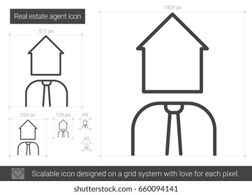 Real estate agent vector line icon isolated on white background. Real estate agent line icon for infographic, website or app. Scalable icon designed on a grid system.