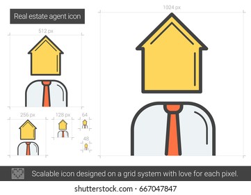 Real estate agent vector line icon isolated on white background. Real estate agent line icon for infographic, website or app. Scalable icon designed on a grid system.