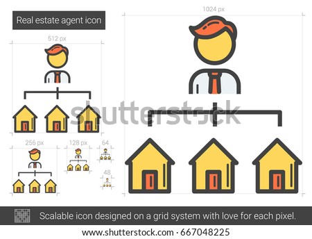 Real estate agent vector line icon isolated on white background. Real estate agent line icon for infographic, website or app. Scalable icon designed on a grid system.