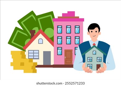 Real estate agent. Vector simple color flat illustration.