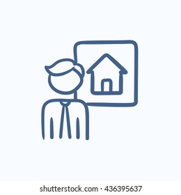 Real estate agent vector sketch icon isolated on background. Hand drawn Real estate agent icon. Real estate agent sketch icon for infographic, website or app.