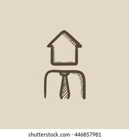 Real estate agent vector sketch icon isolated on background. Hand drawn Real estate agent icon. Real estate agent sketch icon for infographic, website or app.