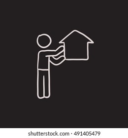 Real estate agent vector sketch icon isolated on background. Hand drawn Real estate agent icon. Real estate agent sketch icon for infographic, website or app.